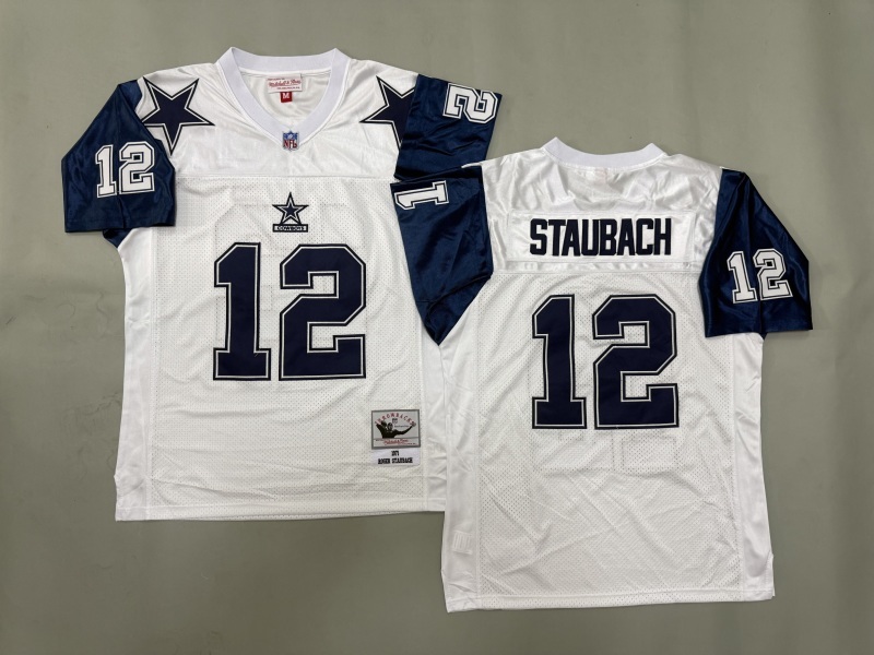 Men 2025 Nike Dallas Cowboys #12 Staubach White Throwback Limited NFL Jersey 002->dallas cowboys->NFL Jersey